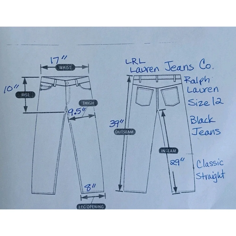 LRL Ralph Lauren Jeans‎ Co Classic Straight Black Denim Women Size 12